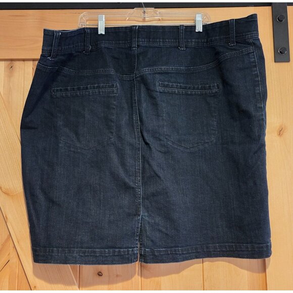 Lane Bryant Skirt Denim Jean Button Front Pencil Women Plus Sz 26W Tummy Control - Picture 2 of 13